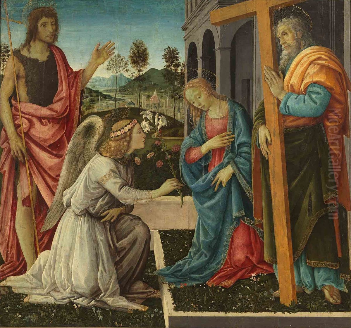 Annunciation with saints Oil Painting by Filippino Lippi