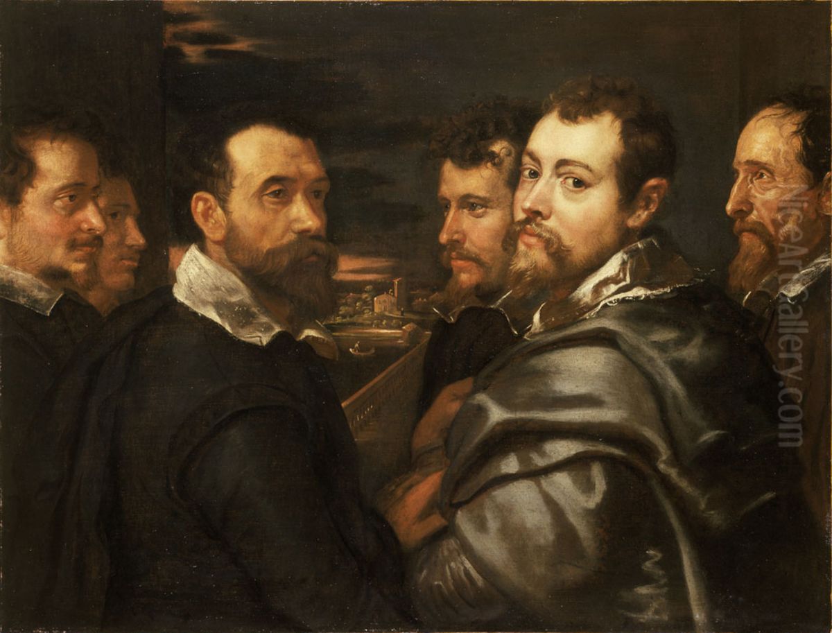 Self-Portrait in a Circle of Friends at Mantua Oil Painting by (studio of) Rubens, Peter Paul