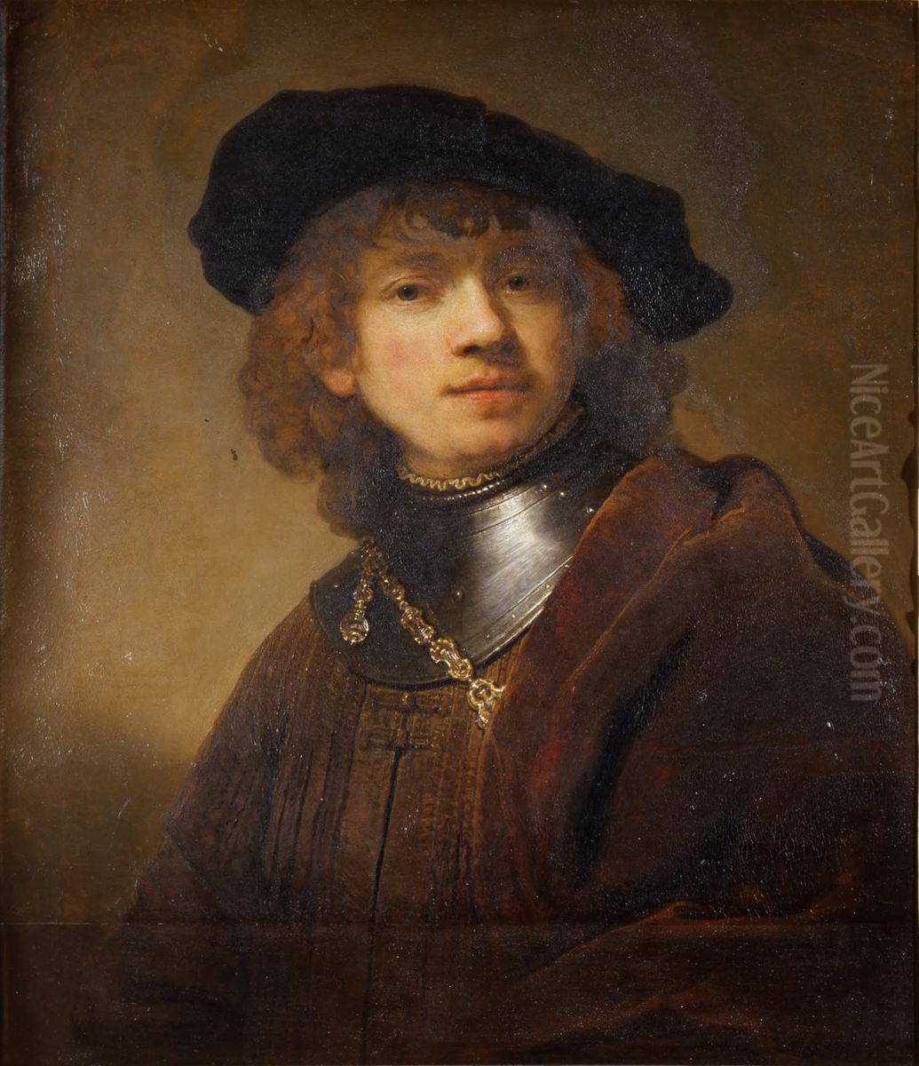 Tronie of a Young Man in a Gorget and Cap Oil Painting by Rembrandt
