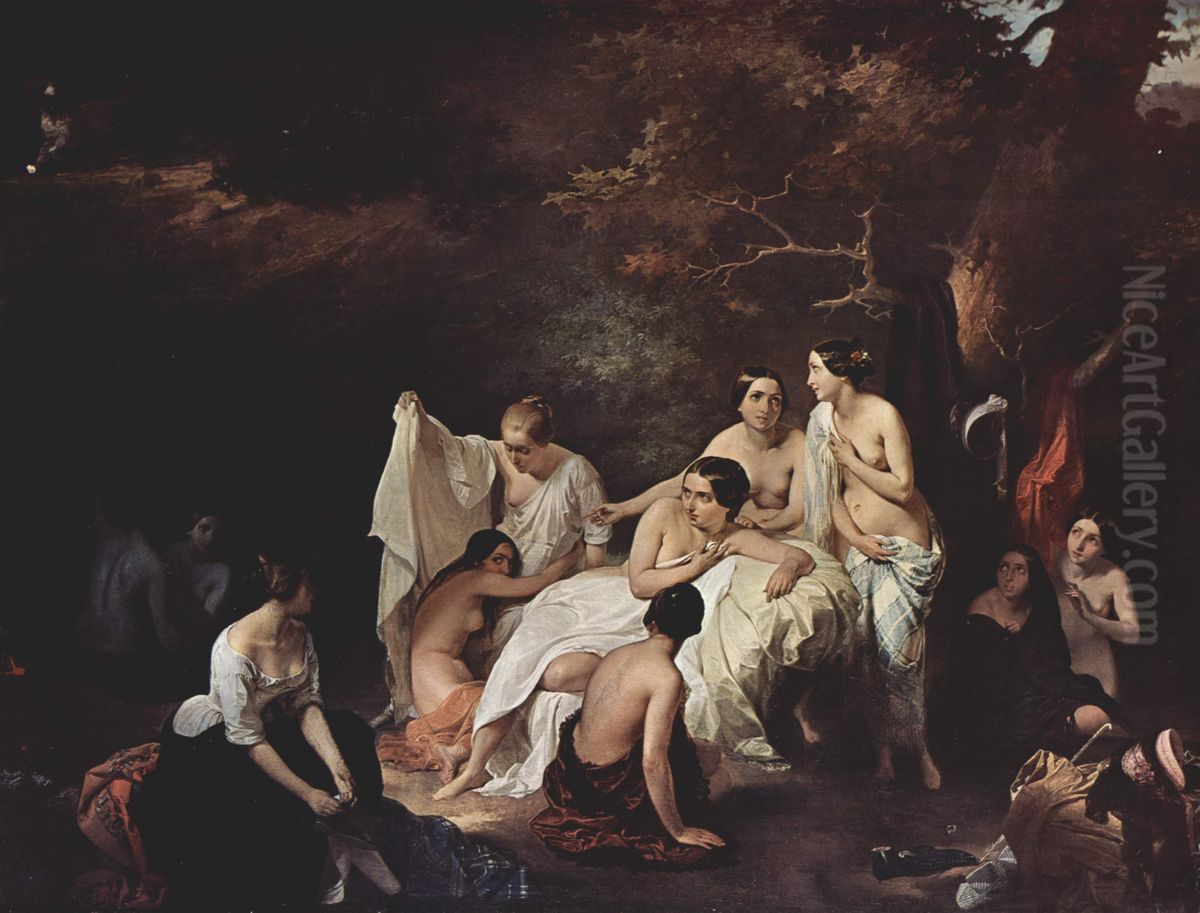 Bad der Nymphen Oil Painting by Francesco Hayez
