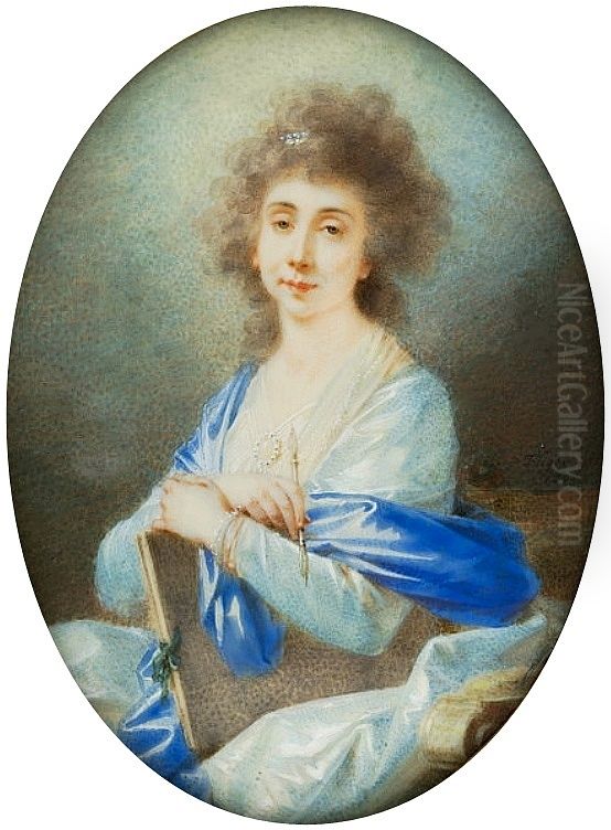 Miniature of Urszula Mniszchowa nee Zamoyska. Oil Painting by Heinrich Fuger