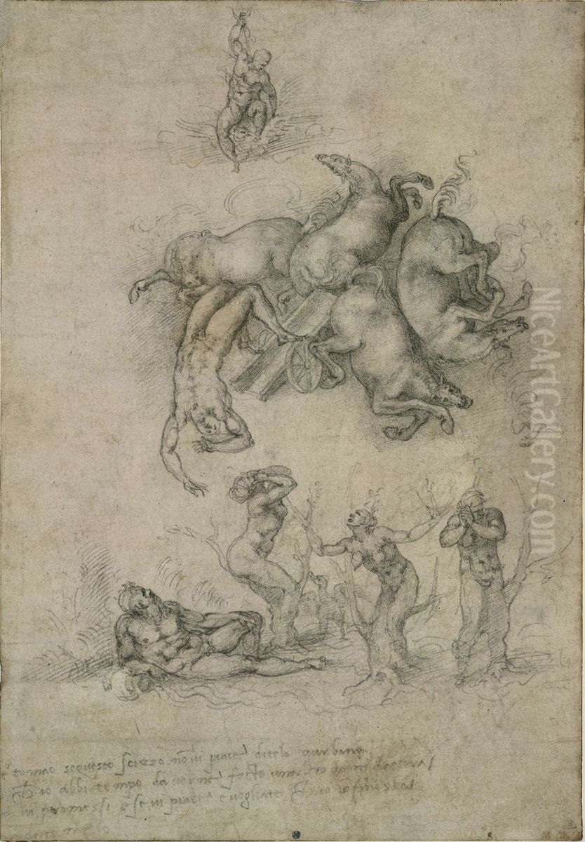 The Fall of Phaeton Oil Painting by Michelangelo Buonarroti