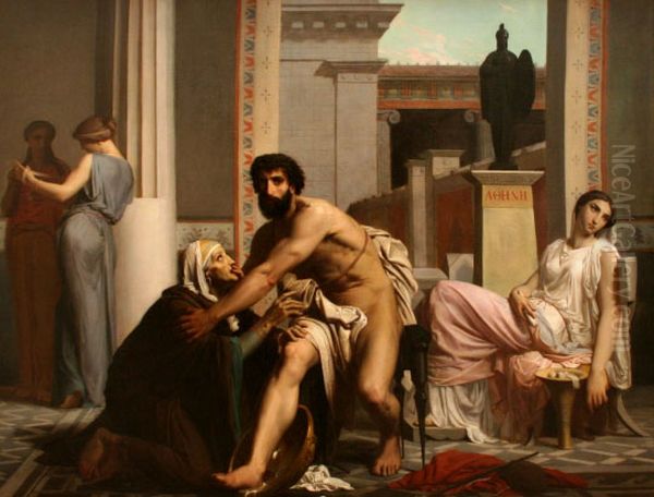Ulysses recognized by his nurse on his return from Troy Oil Painting by William-Adolphe Bouguereau