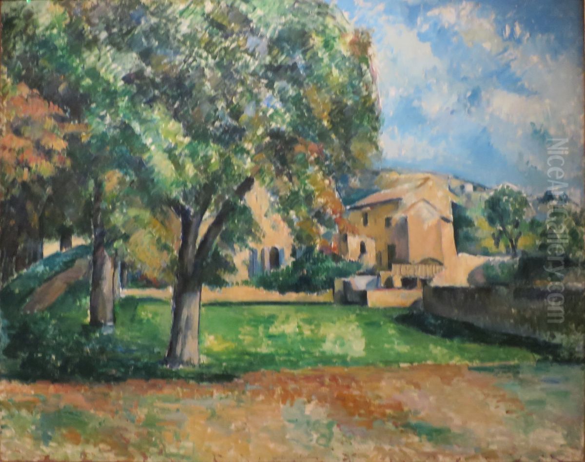Marronniers et ferme du Jas de Bouffan Oil Painting by Paul Cezanne
