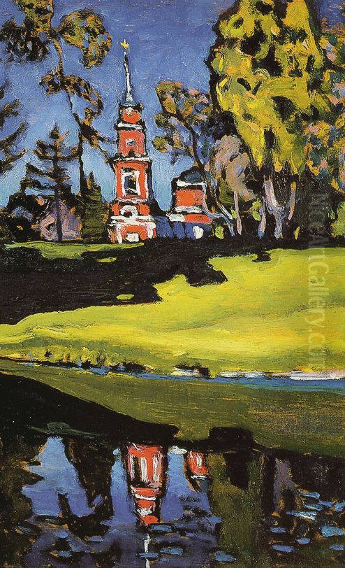 Akhtyrka, Red Church Oil Painting by Wassily Kandinsky