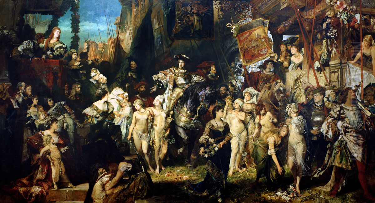 Der Einzug Karls V in Antwerpen Oil Painting by Hans Makart
