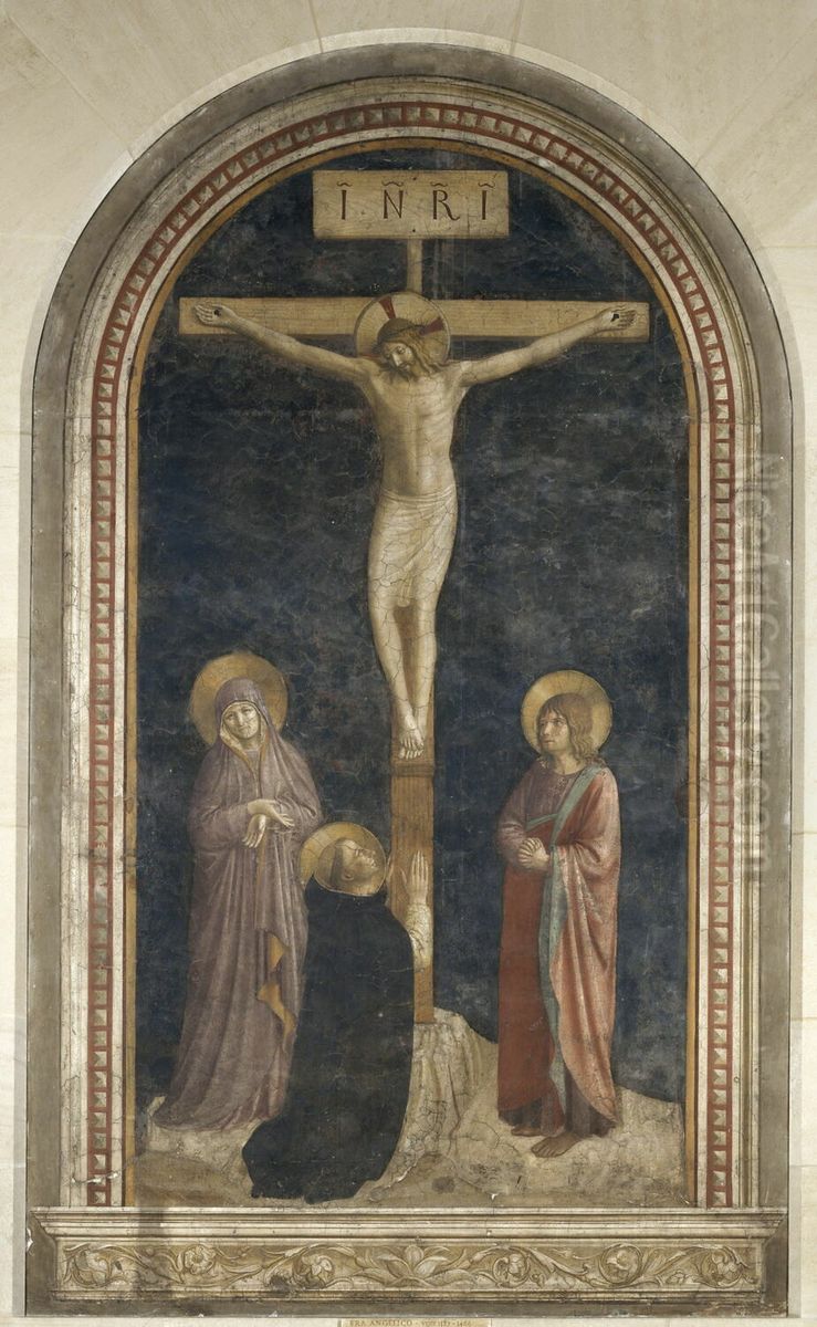 Crucifixion with St Dominic praying Oil Painting by Fra Angelico