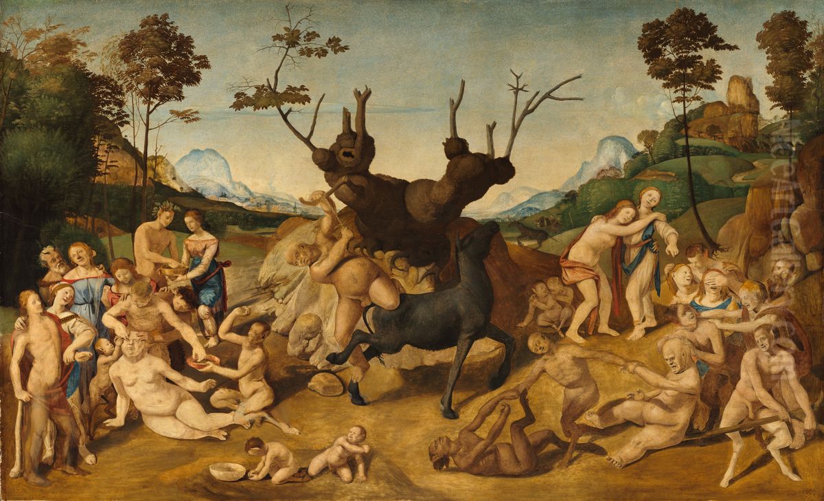 Storia di Silenos, scena: Disavventure di Sileno Oil Painting by Piero Di Cosimo