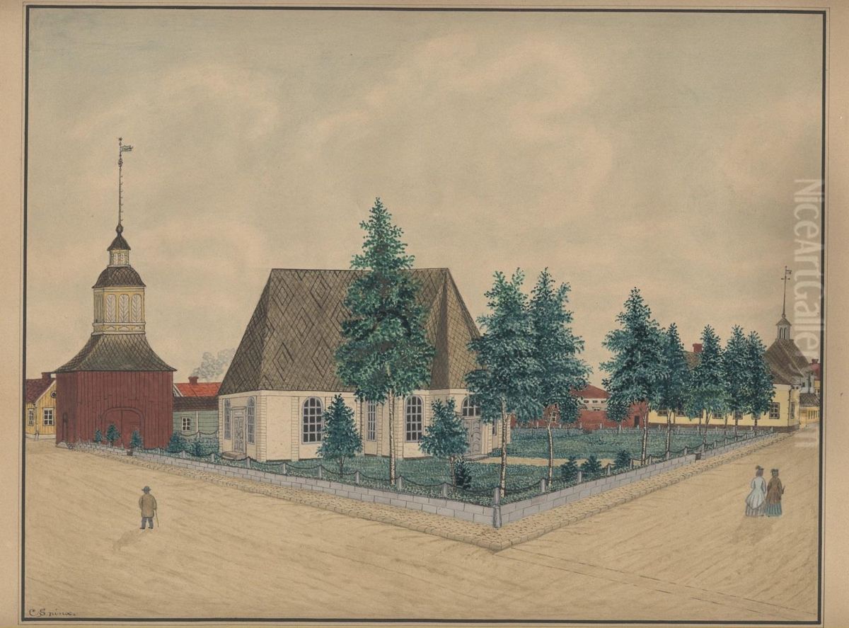 Kokkolan vanha kirkko Oil Painting by Conrad Sovelius