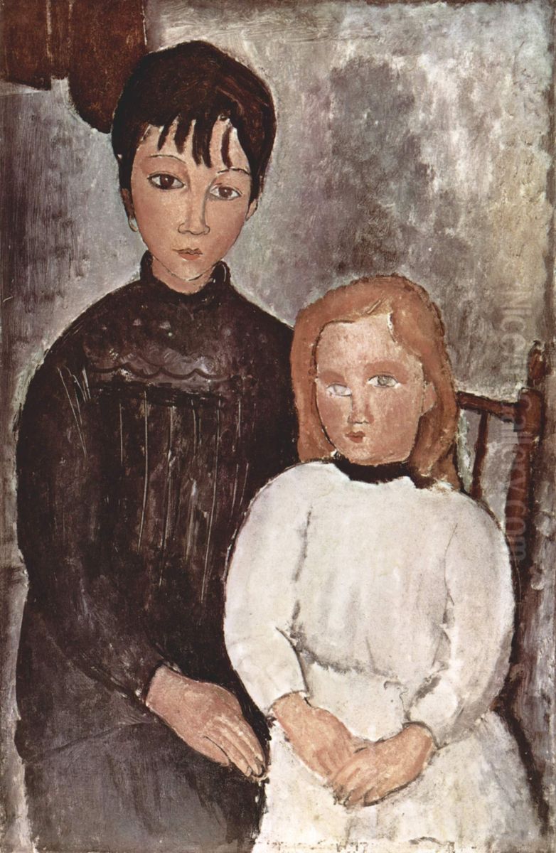 Zwei Madchen Oil Painting by Amedeo Modigliani