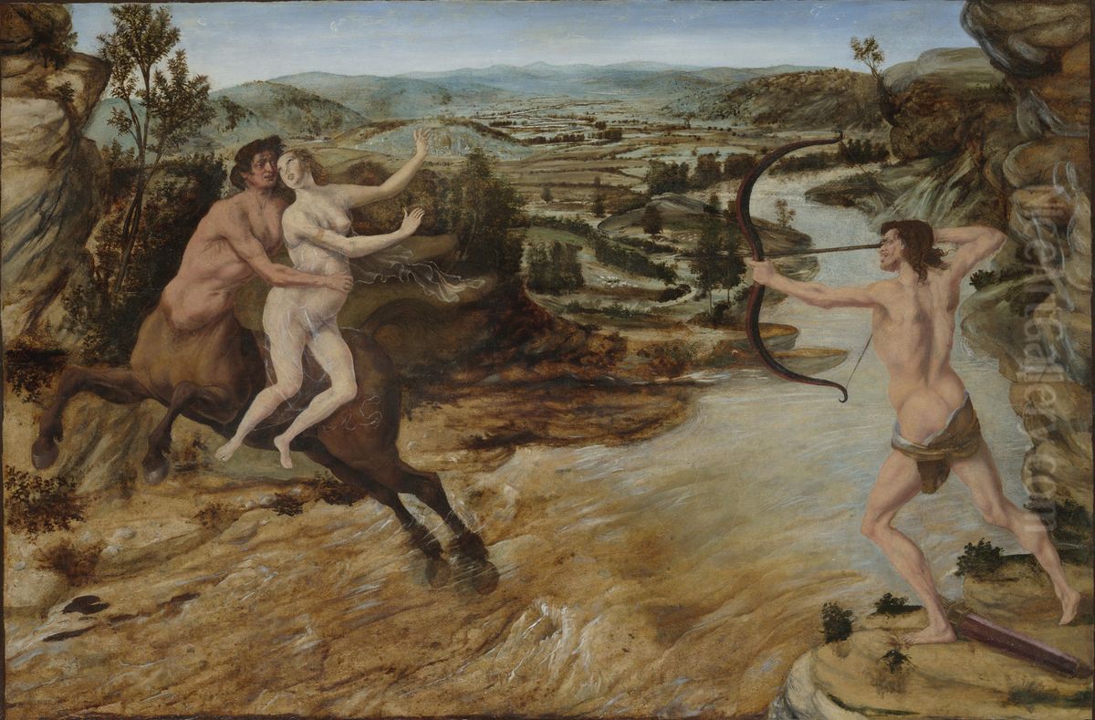 Hercules   and  Deianira Oil Painting by Antonio Del Pollaiuolo