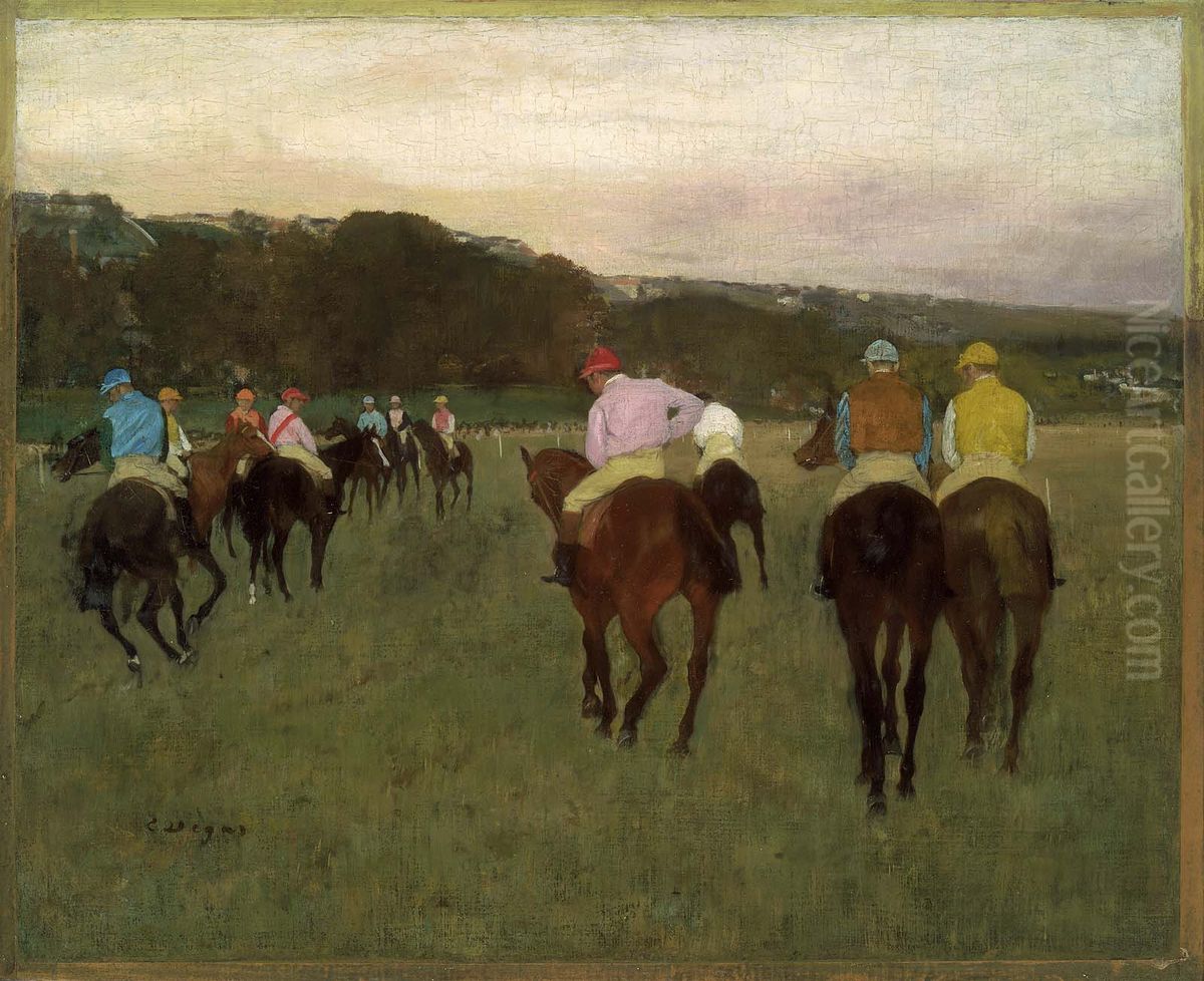 Rennpferde in Longchamp Oil Painting by Edgar Degas