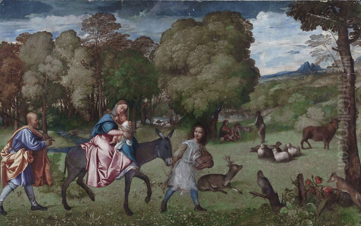 Flight into Egypt Oil Painting by Titian