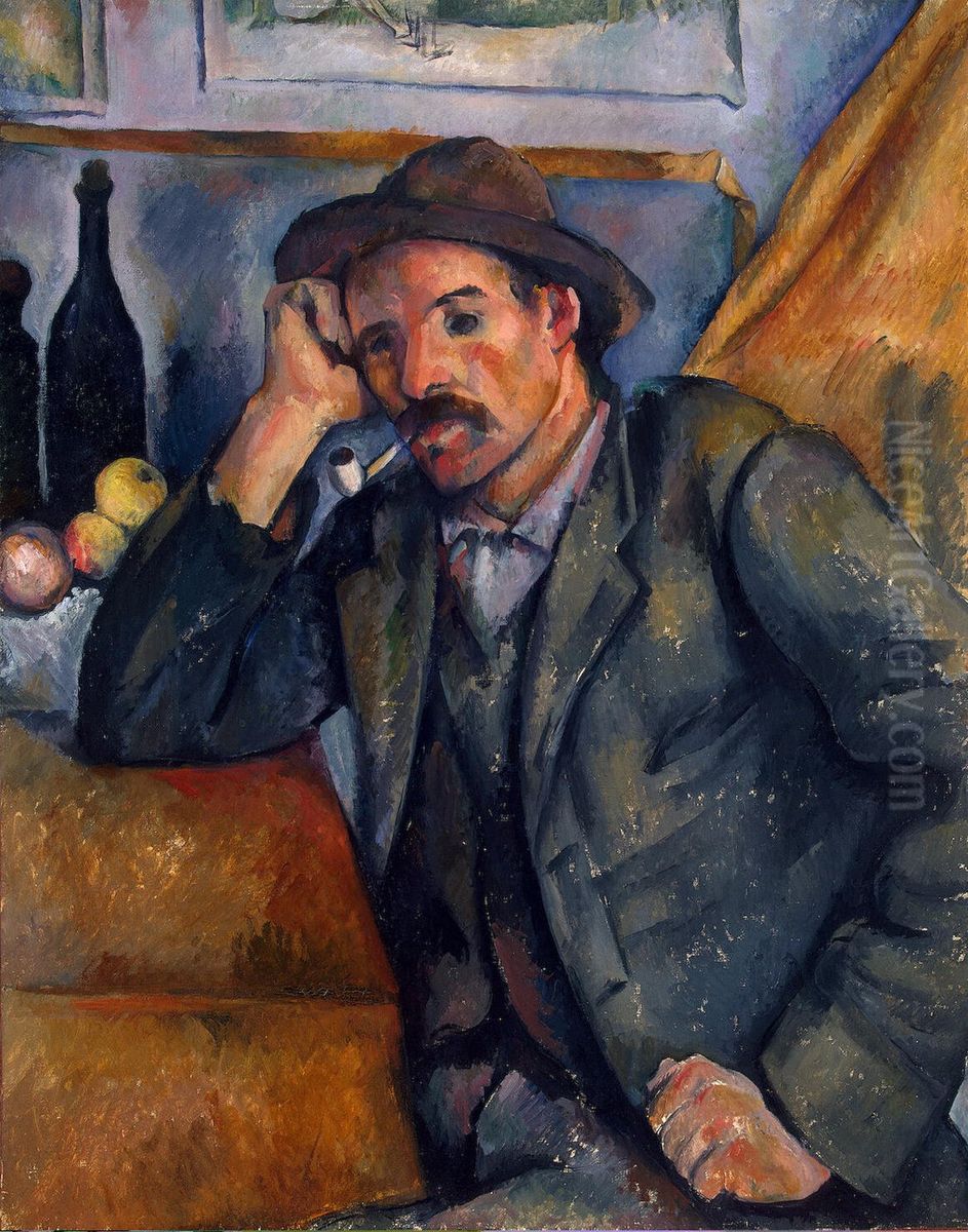 Homme a la pipe Oil Painting by Paul Cezanne