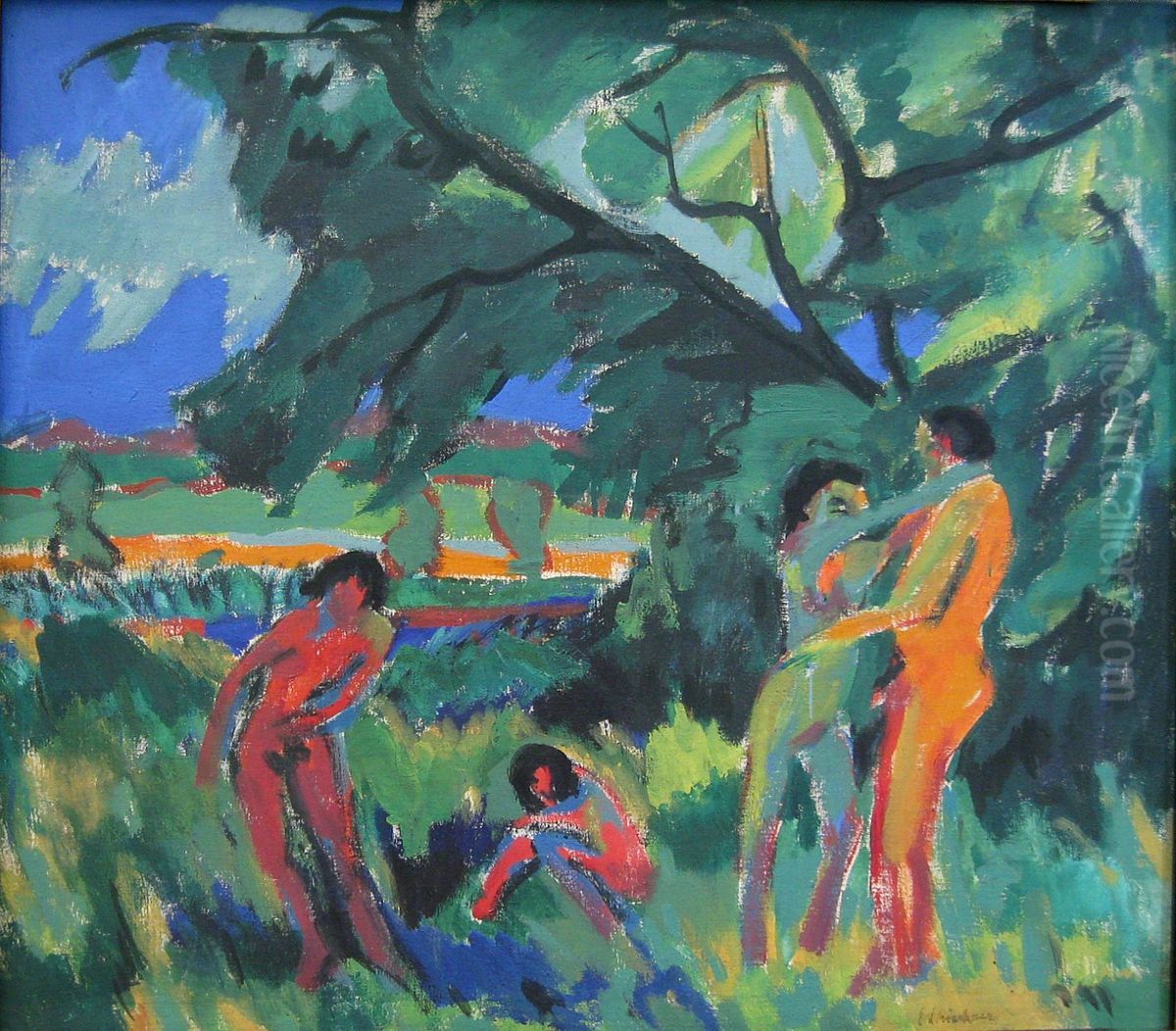 Spielende nackte Menschen Oil Painting by Ernst Ludwig Kirchner