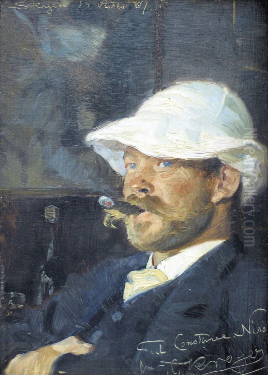 Portraet af maleren Thorvald Niss Oil Painting by Peder Severin Kroyer