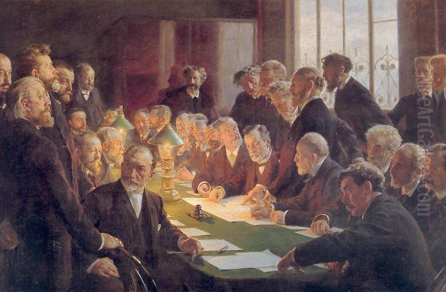 Committee for the French Art Exhibition in Copenhagen 1888 Oil Painting by Peder Severin Kroyer
