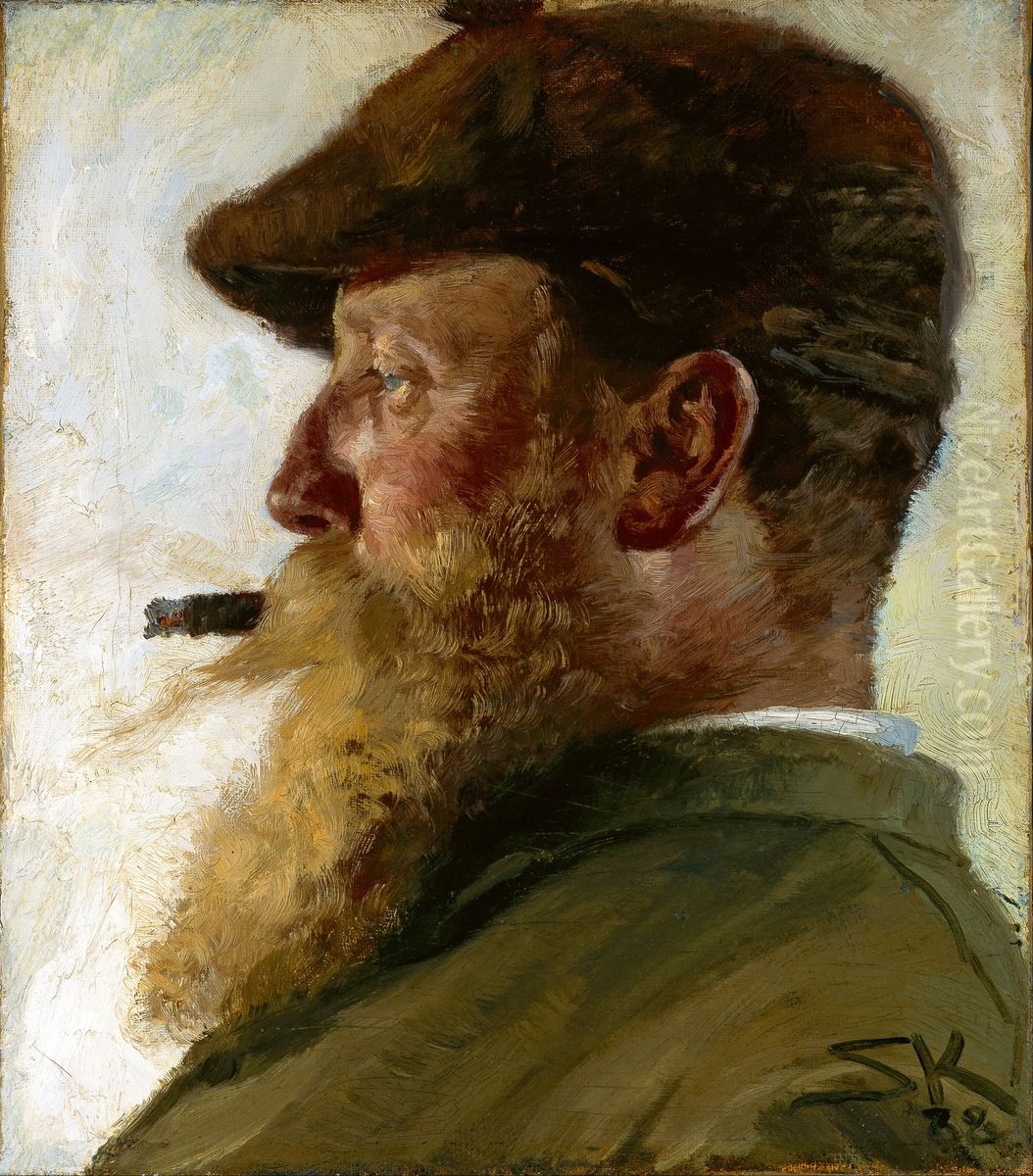 Christian Krohg Oil Painting by Peder Severin Kroyer