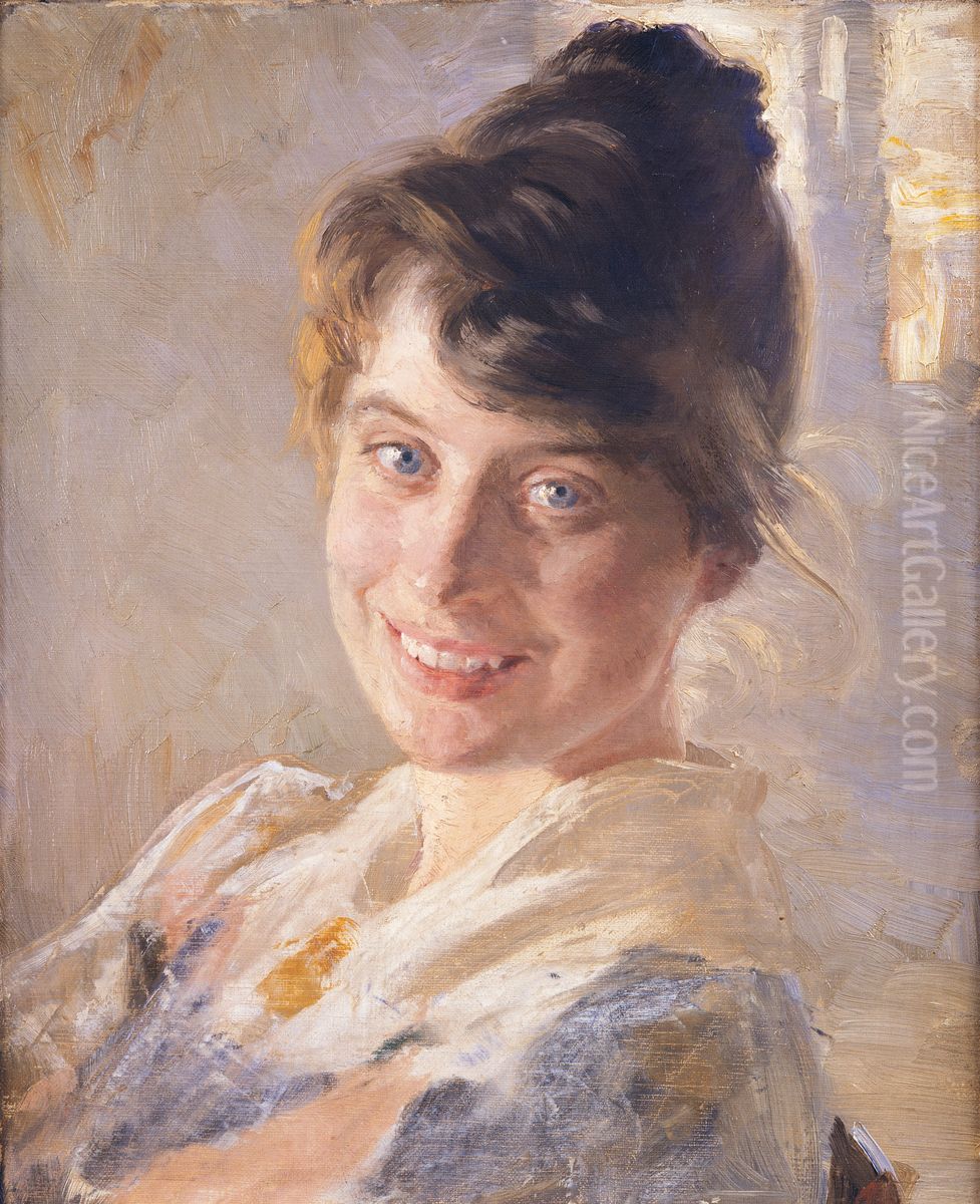Portrait of the Artist's Wife Marie Oil Painting by Peder Severin Kroyer