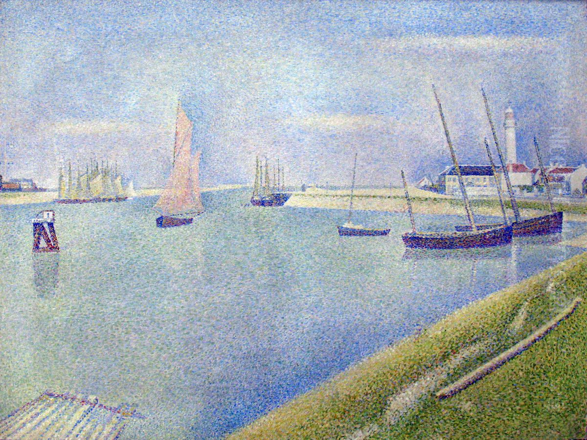 The Gravelines Channel, towards the sea Oil Painting by Georges Seurat