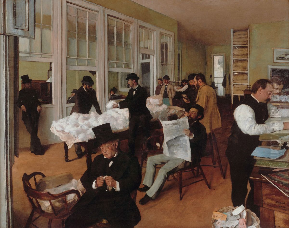 Le Bureau du coton a la Nouvelle-Orleans Oil Painting by Edgar Degas
