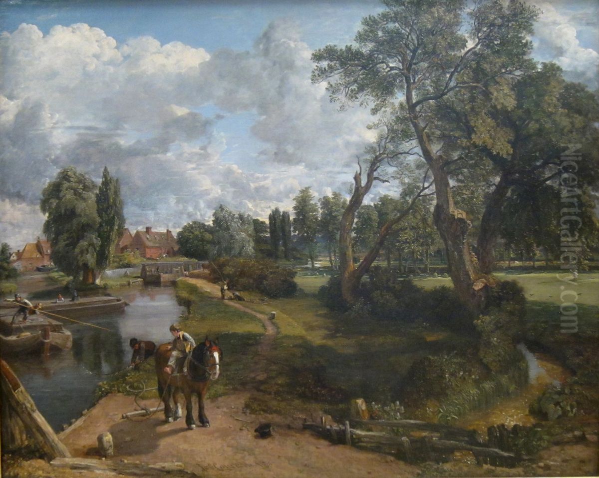 Flatford Mill ('Scene on a Navigable River') Oil Painting by John Constable