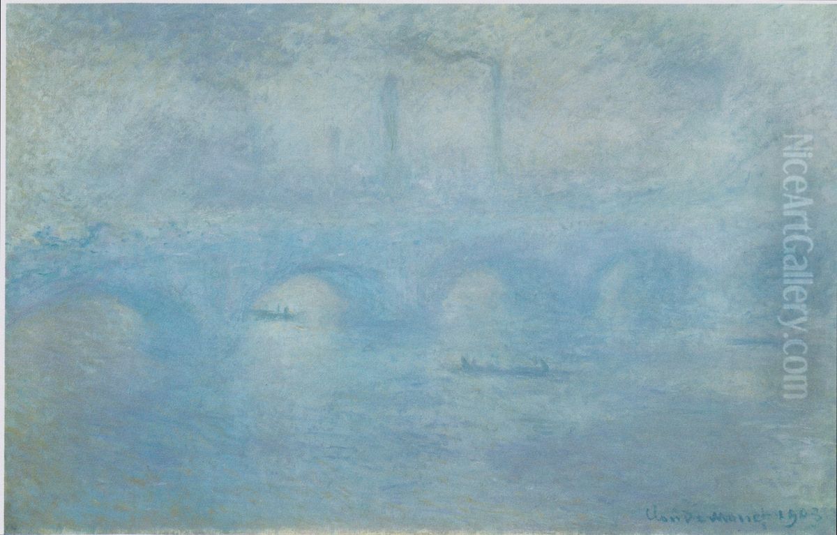 Waterloo Bridge. Effect of Fog Oil Painting by Claude Oscar Monet