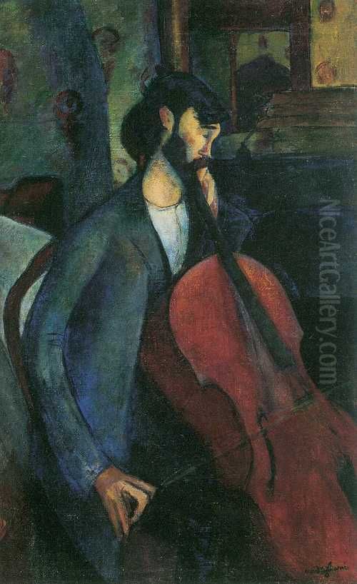 Der Cellist Oil Painting by Amedeo Modigliani