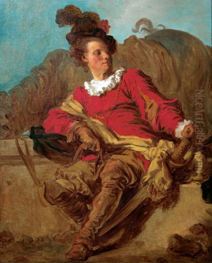 Jean-Claude Richard, l'abbe de Saint-Non, vestido a la espanola Oil Painting by Jean-Honore Fragonard