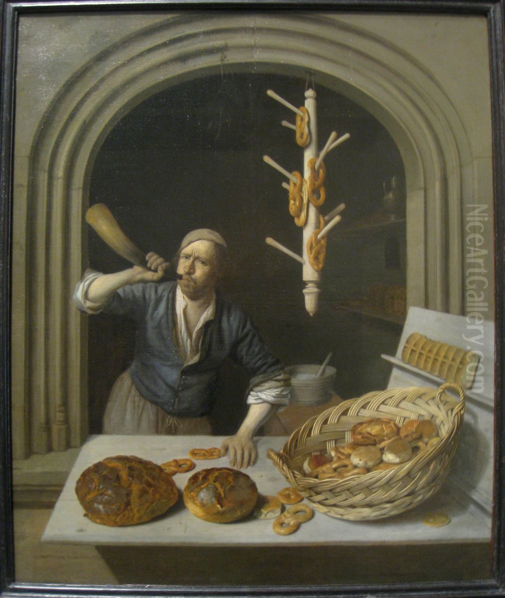 The Baker Oil Painting by Job Adriaenszoon Berckheyde