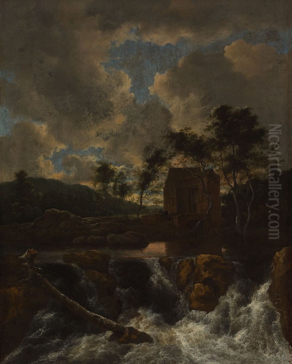 Landschap met waterval Oil Painting by Jacob Van Ruisdael