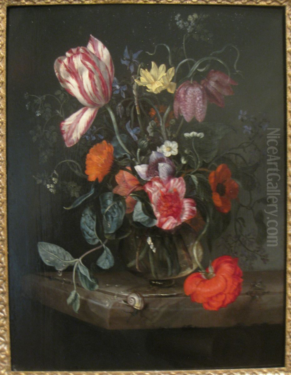 Flowers in a Vase Oil Painting by Jacob van Walscapelle