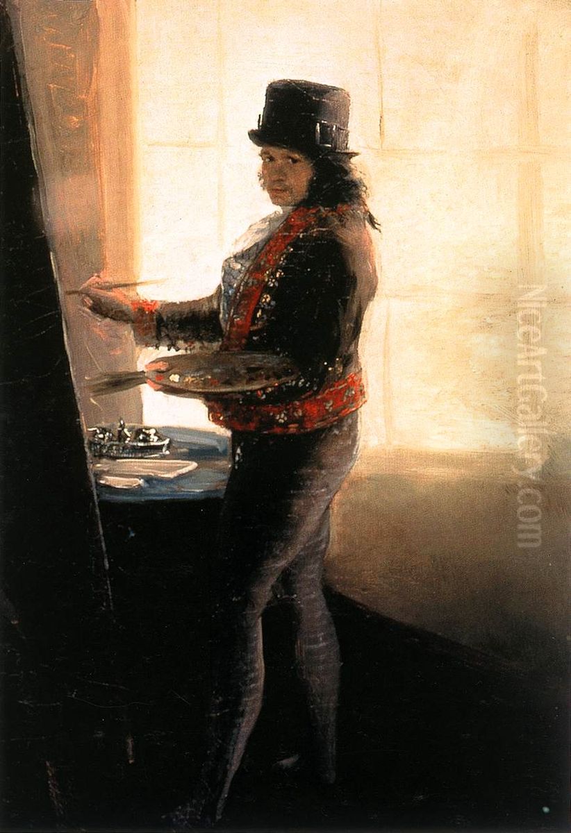 Self-portrait in the Studio Oil Painting by Francisco Goya Fuendetodos