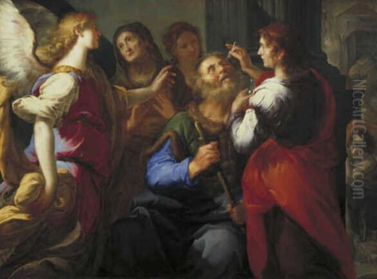Tobias geneest de blindheid van zijn vader Oil Painting by Francesco Trevisani