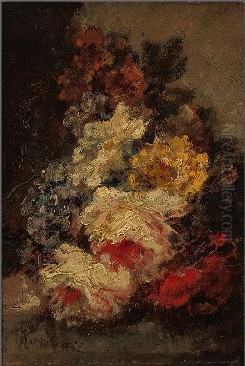 Still Life with Roses Oil Painting by Narcisse Virgilio Diaz