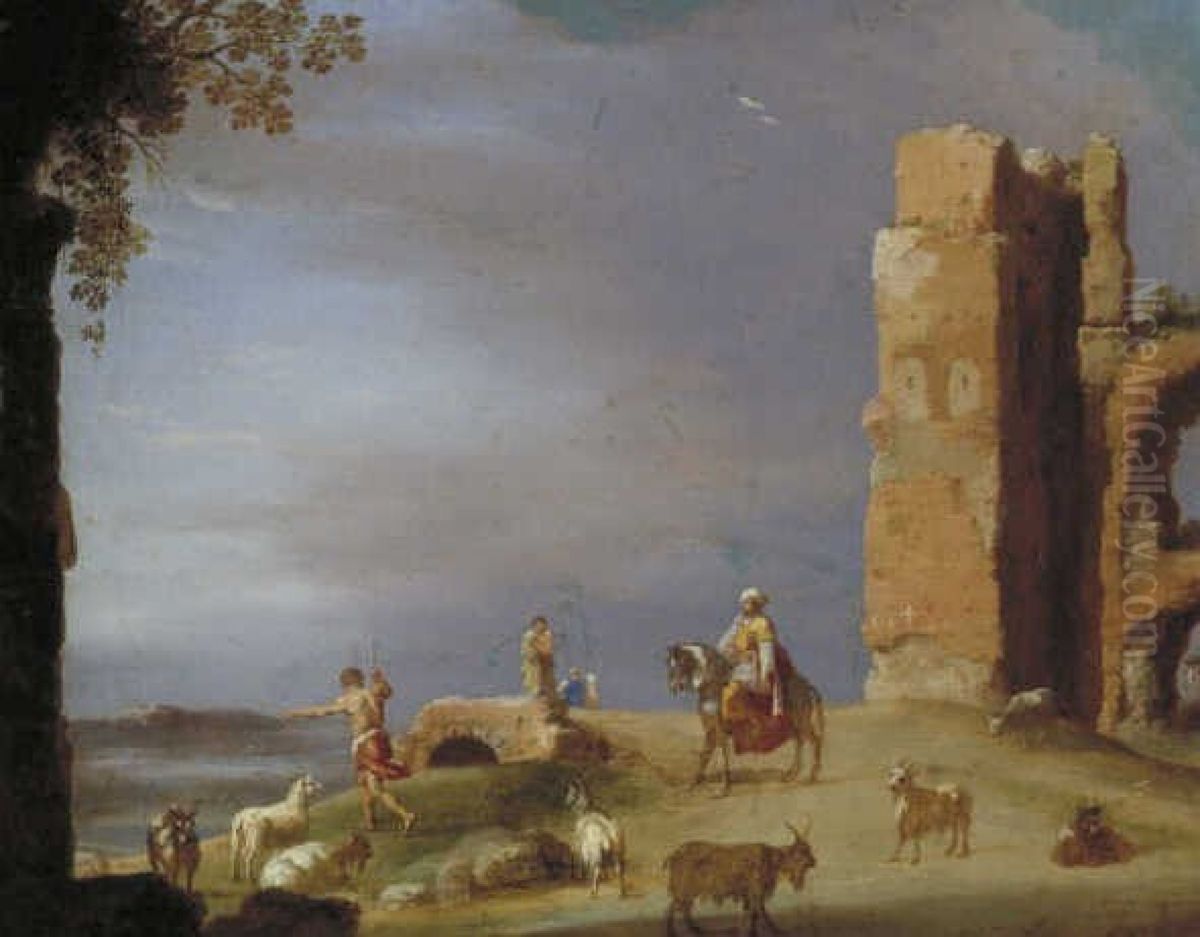 Landschap met ruine Oil Painting by Cornelius van Poelenburgh
