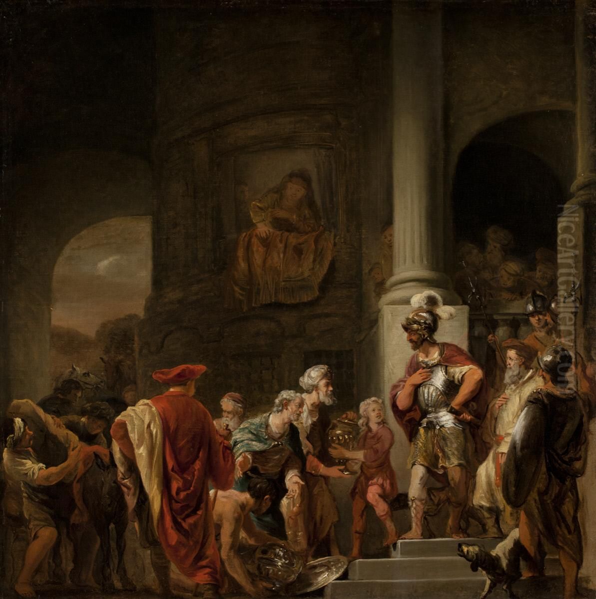 Scene from Ancient History (The Incorruptibility of Gaius Fabricius?) Oil Painting by Ferdinand Bol
