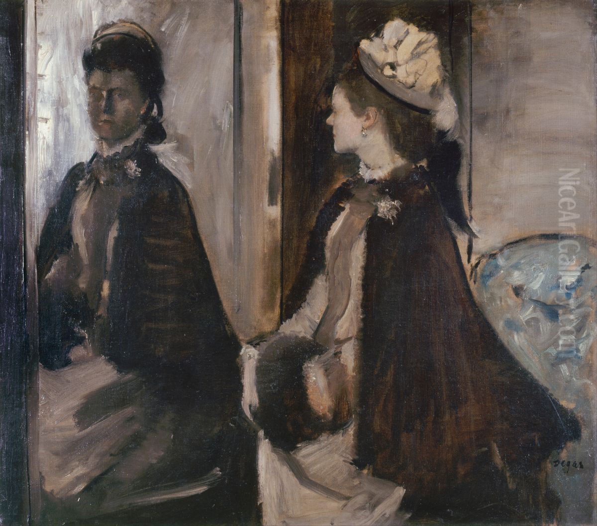 Mrs Jeantaud in the Mirror Oil Painting by Edgar Degas