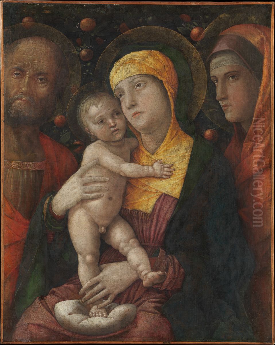 The Holy Family with Saint Mary Magdalen Oil Painting by Andrea Mantegna