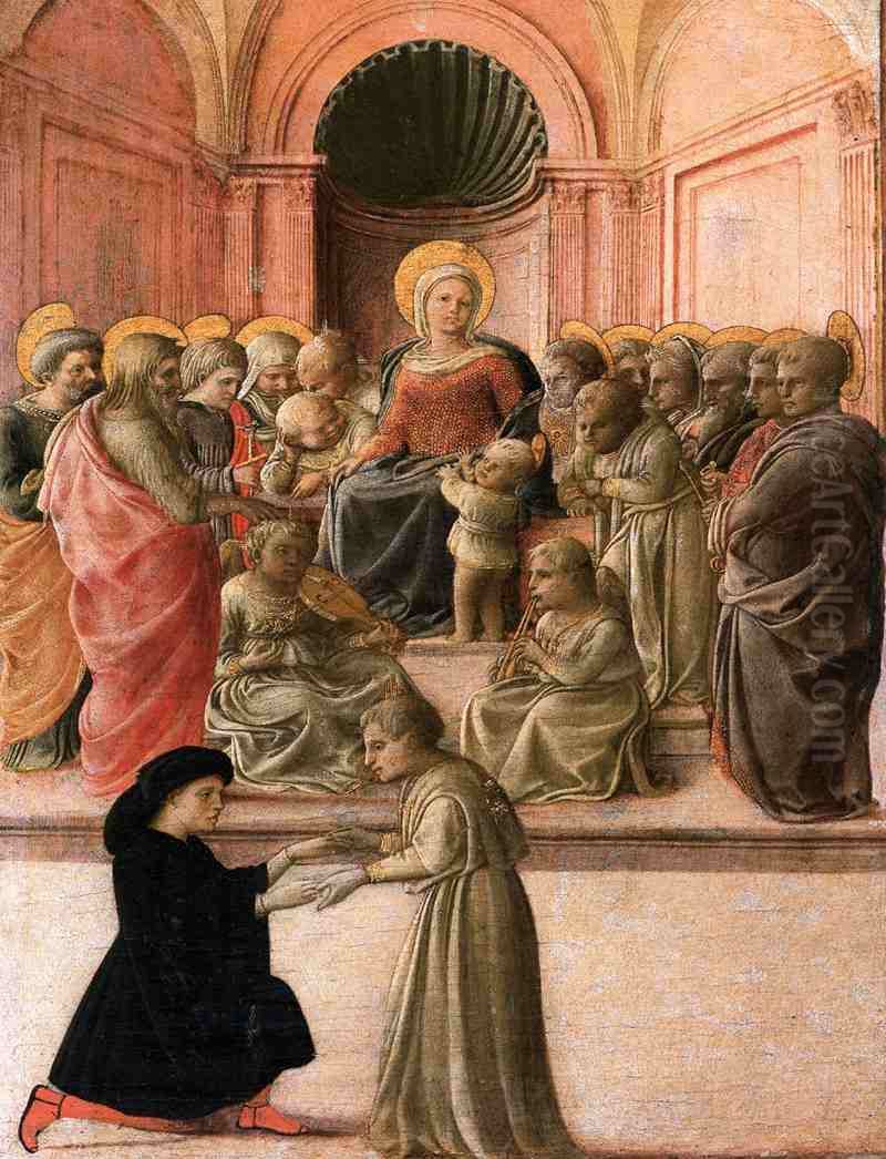 Madonna con Bambino, santi, angeli e donatore Oil Painting by Filippo Lippi