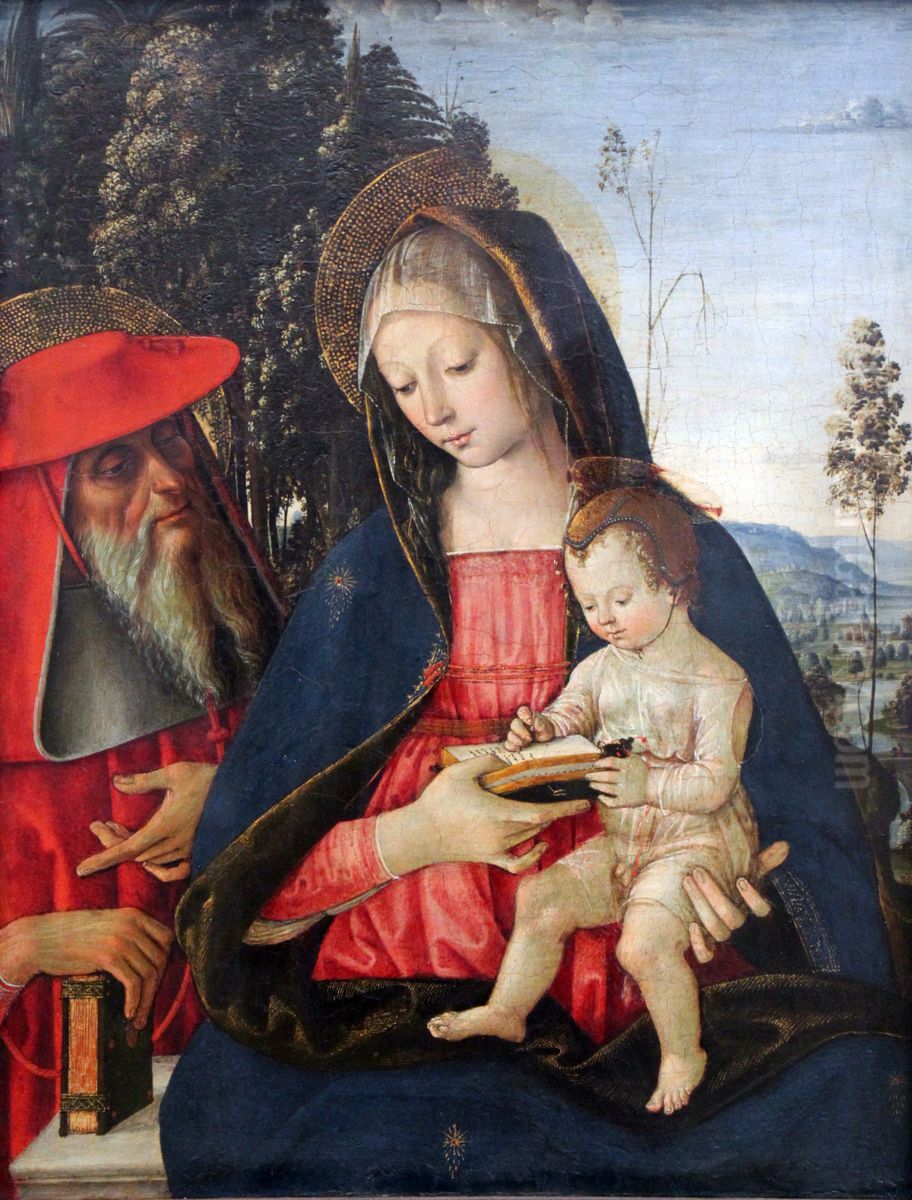 Maria mit dem Kind und dem Heiligen Hieronymus Oil Painting by Pinturicchio