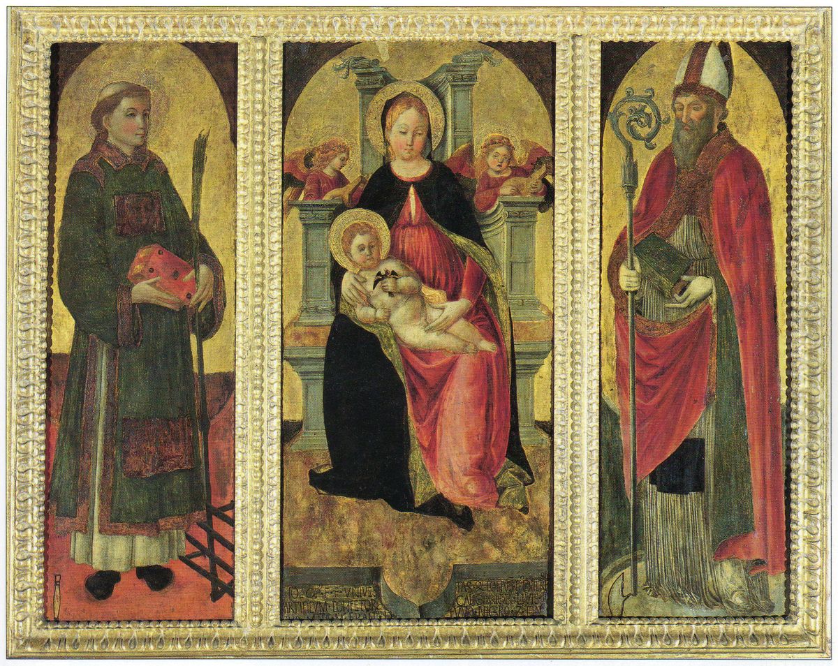 Madonna and child with Saints Lawrence and Augustine Oil Painting by Paolo da Caylina il Vecchio