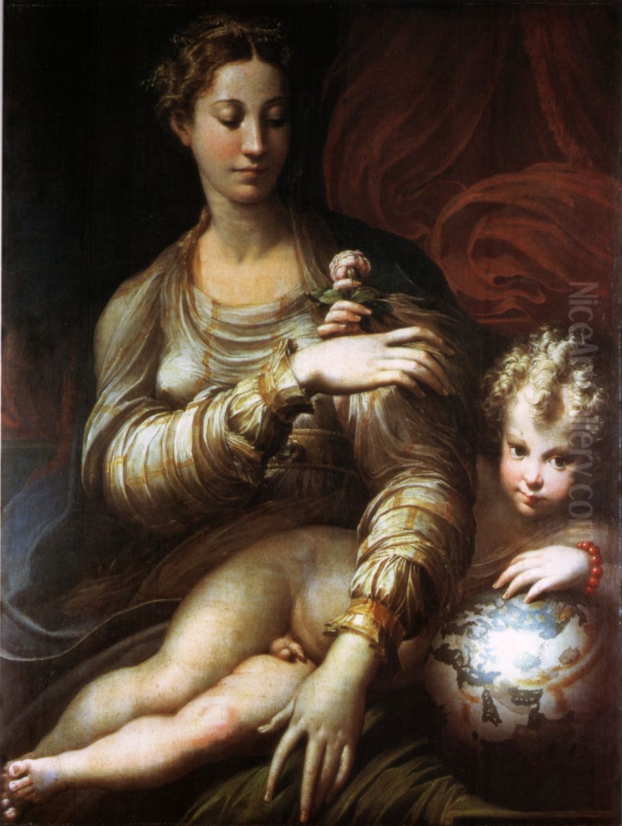 Die Madonna mit der Rose Oil Painting by Parmigianino
