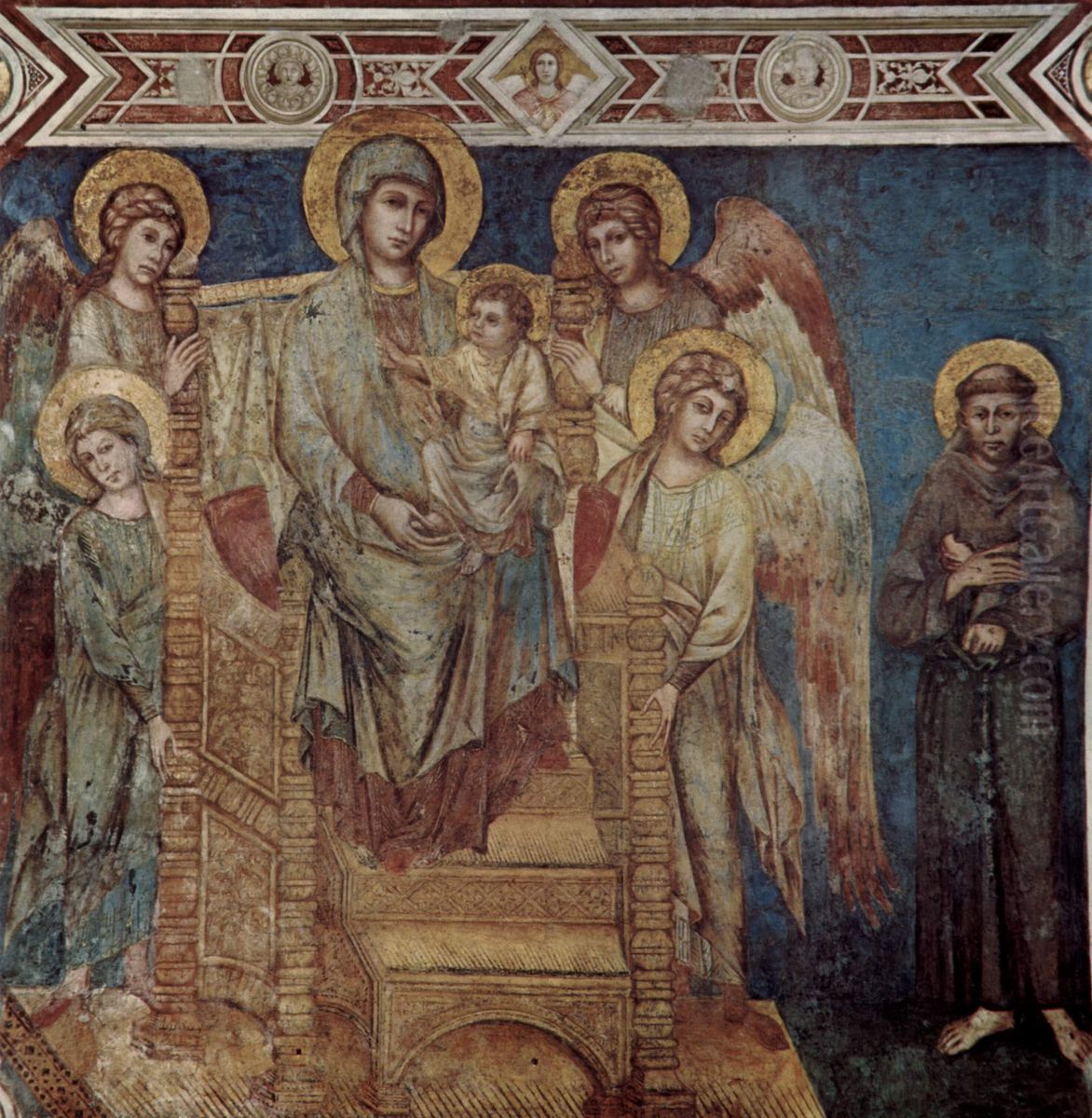 Madonna Enthroned with the Child, St Francis and Four Angels Oil Painting by (Cenni Di Peppi) Cimabue