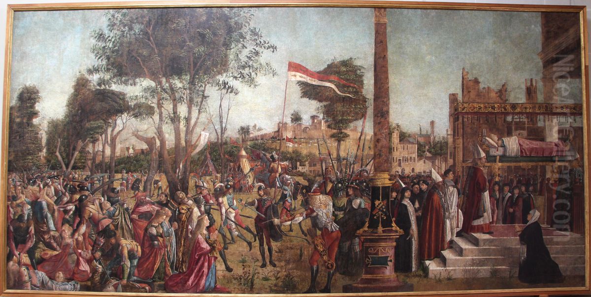 Martyrdom of the Pilgrims and Funeral of Saint Ursula Oil Painting by Vittore Carpaccio