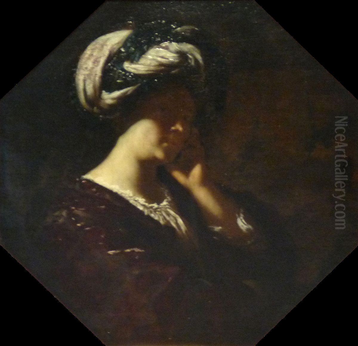 Portrait de femme au turban Oil Painting by Francesco Cairo