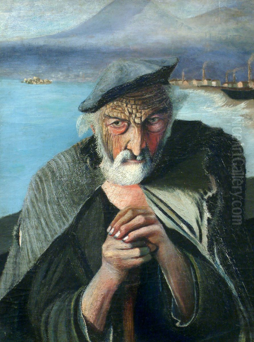 Old Fisherman Oil Painting by Tivadar Csontvary Kosztka