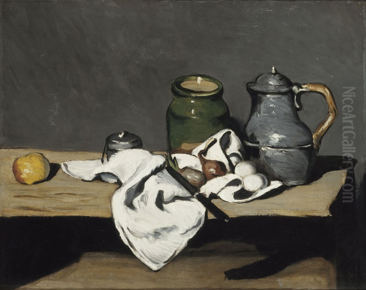 Still life with kettle Oil Painting by Paul Cezanne