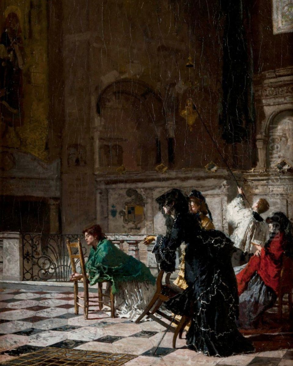 In Monza Cathedral Oil Painting by Mose Bianchi