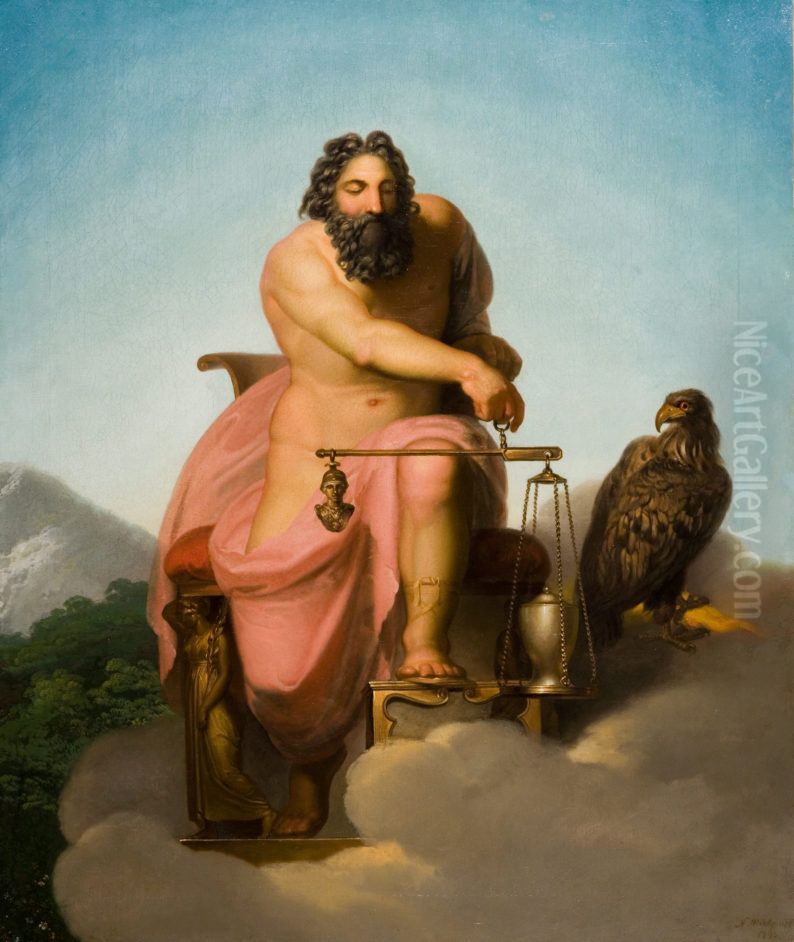Jupiter Weighing the Fate of Man Oil Painting by Nicolai Abildgaard